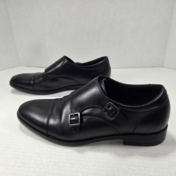 Aldo Men's Holtlanflex Monk Strap Slip-on Black Leather Buckle Loafers Size 8 - Picture 2 of 14